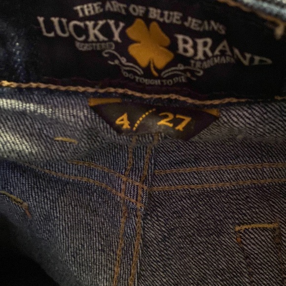 LUCKY BRAND EASY RISER BOOTLEG RELAX FIT MIDRISE DARK DENIM DISTRESSED SZ 27/30 - Picture 6 of 7